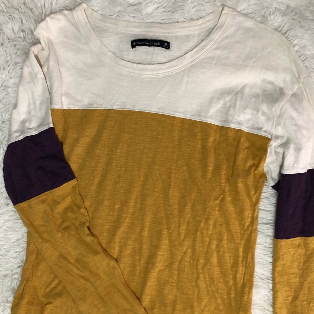 Gold/White/Navy Long Sleeve T Small